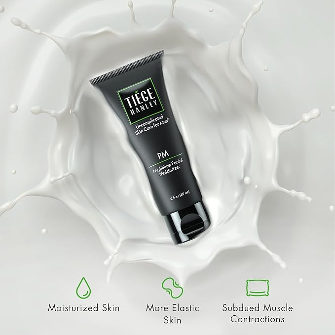 Tiege Hanley Mens Night Cream for Face, PM Bedtime Facial Moisturizer - Anti-Aging Night Time Wrinkle Cream for Men with Sensitive Skin - Overnight Moisturizer for a Soft, Smooth, & Hydrated Skin