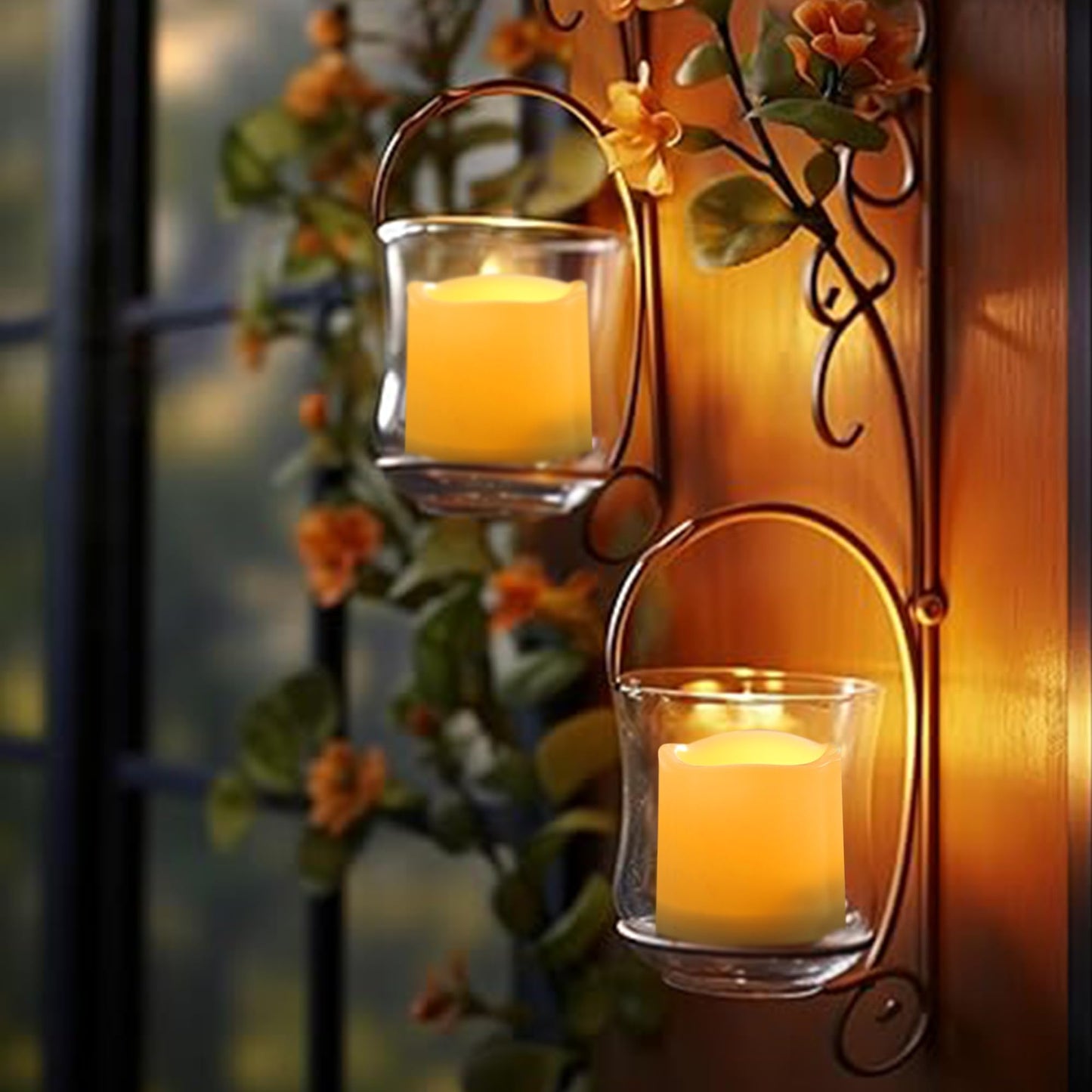 Waterproof Outdoor Battery Operated Flameless Candles with Auto Timer Flickering Plastic Resin Electric LED Pillar Lights for Lantern Patio Garden Wedding Party Decorations 3x3 Inches 6 Pack White