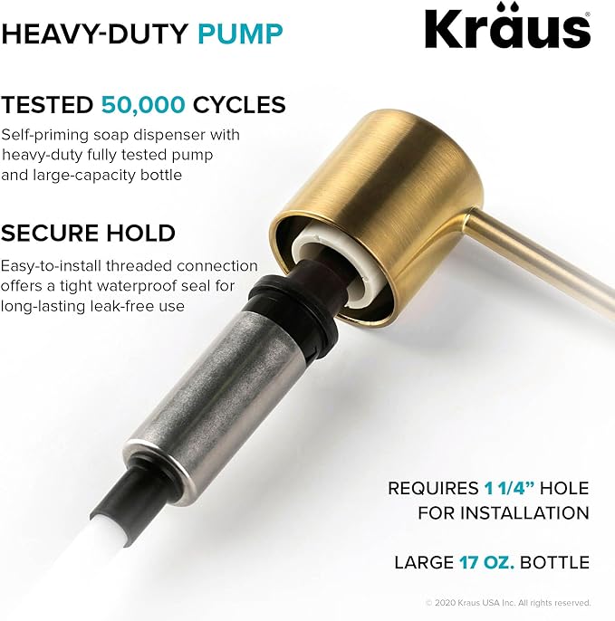 KRAUS Boden Kitchen Soap and Lotion Dispenser in Brushed Brass, KSD-53BB