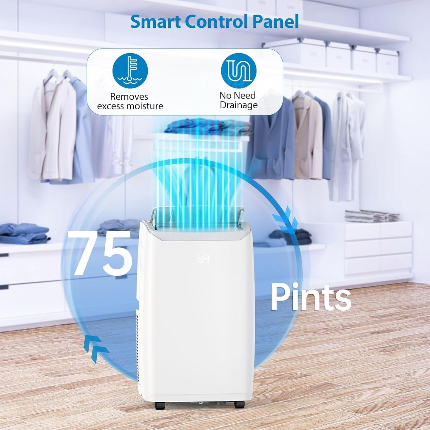 GarveeLife 14000 BTU Portable Air Conditioner - 3-in-1 Cooling, Dehumidifier & Fan, for Rooms Up to 750 Sq.Ft, Quiet 51 dB, Remote & Timer Included