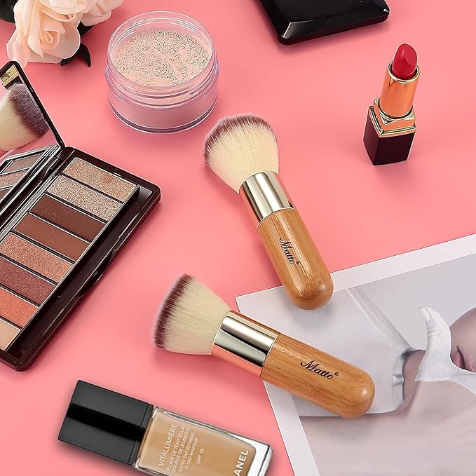 Matto Makeup Brush Set 2 Pieces Face Blush Kabuki Powder Foundation Makeup Brushes for Mineral BB Cream