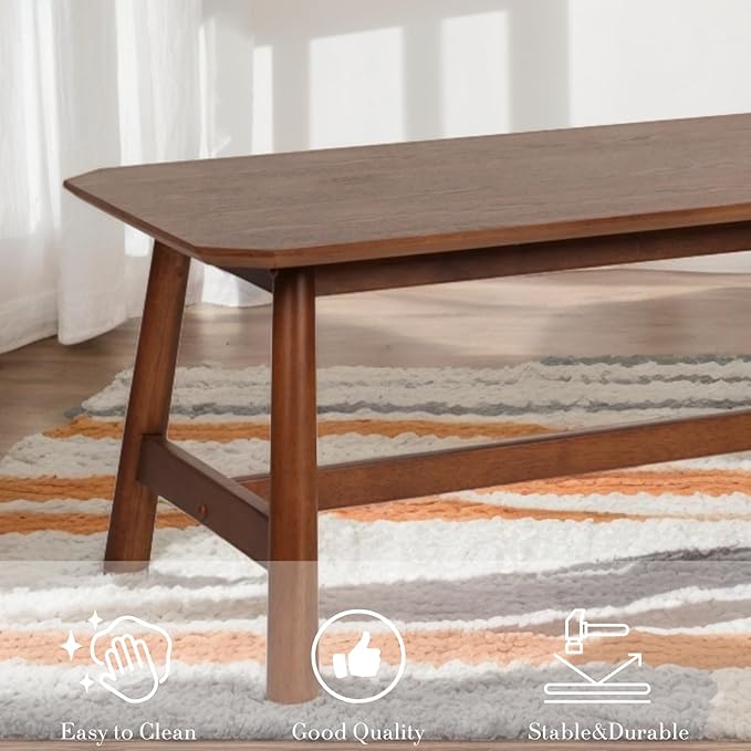 Ya-Home Farmhouse Wood Coffee Table 35.5” Side Table Mid Century Wooden Table for Living Room Reception Room, Walnut Finish