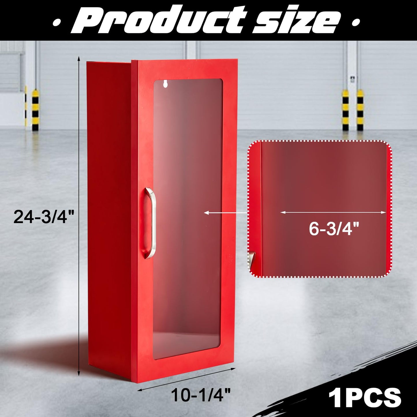 Zonon 1 Pcs 10lb Fire Extinguisher Cabinet Wall & Surface Mount 24-3/4 H x 10-1/4 W x 6-3/4 D 22 Gauge Steel Fire Extinguisher Box Case Extinguishers Holder with Handle for Indoor Outdoor (Red)