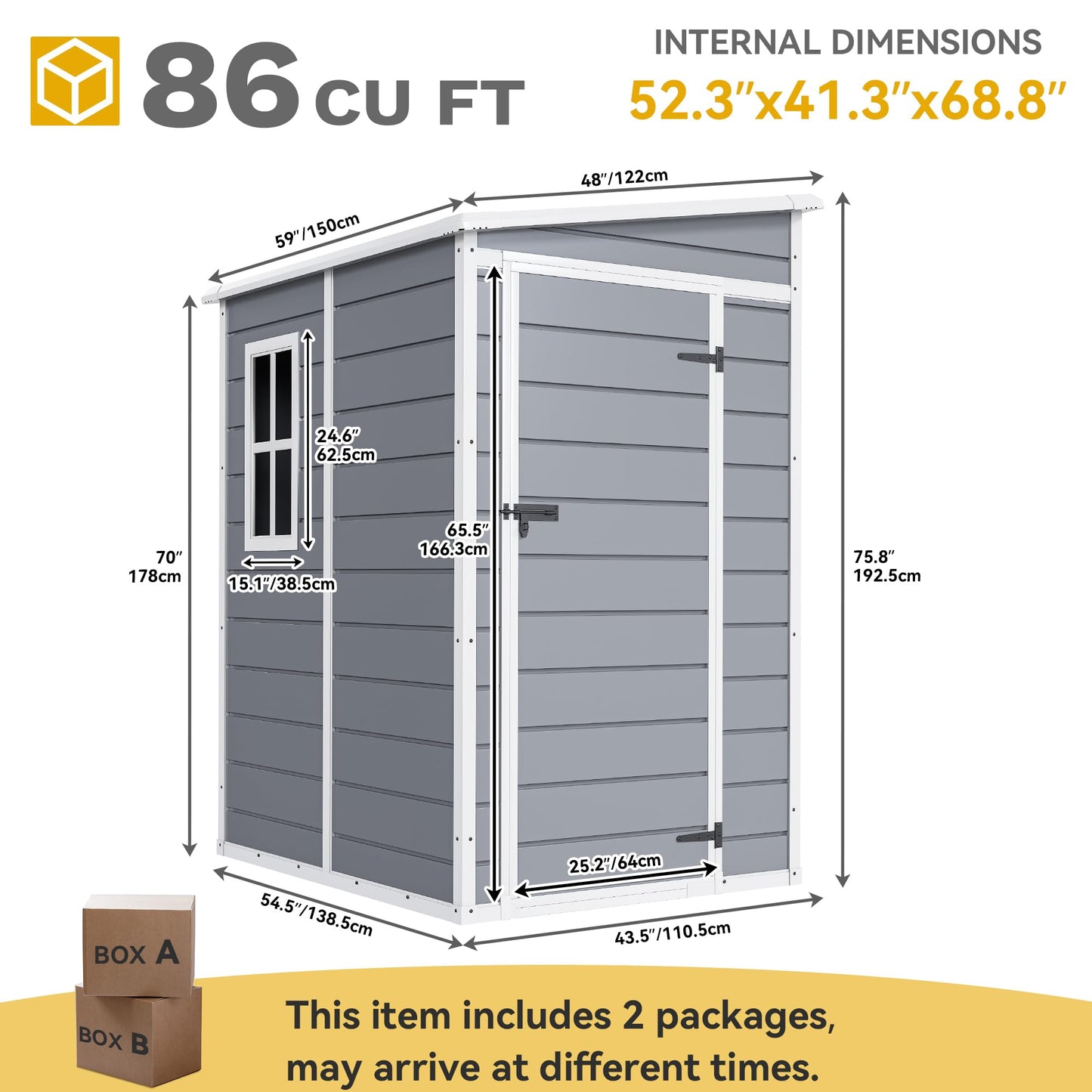 DWVO 5x4 FT Outdoor Storage Shed with Reinforced Floor, All-Weather Resin Storage Shed with Lockable Door & Window, Waterproof Plastic Tool Storage for Garden, Backyard, Patio, Lawn