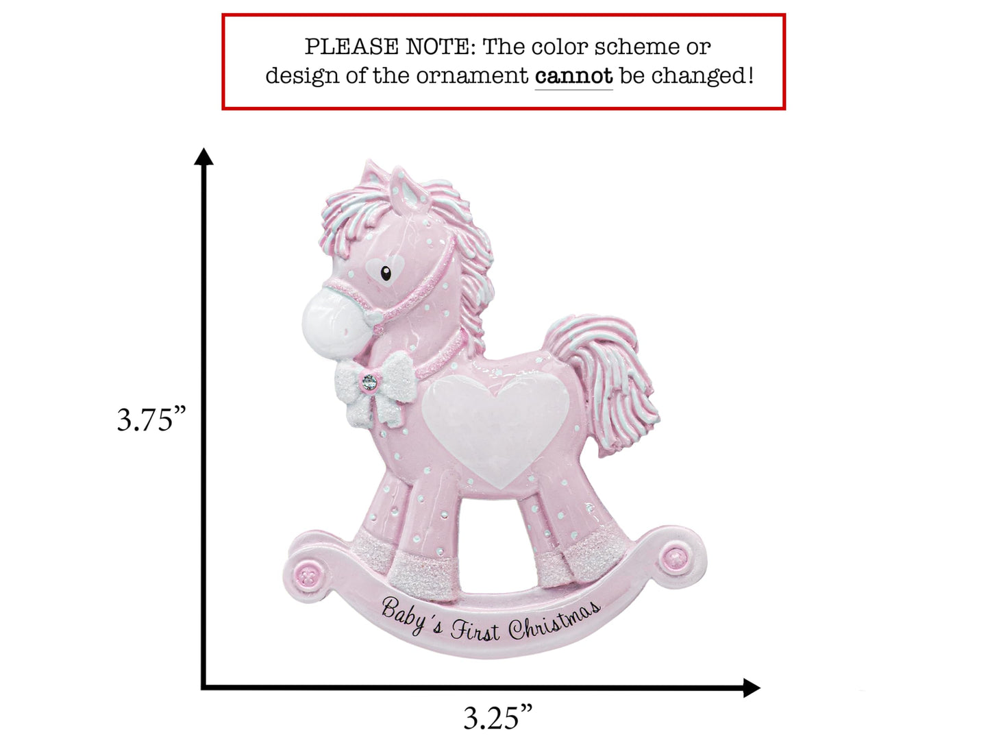 UniqXmas Personalized Baby's First Christmas Ornament 2025 | Custom Pink Baby Girl Rocking Horse Xmas Tree Decoration – My 1st Year Ornament for Newborn New Grandbaby