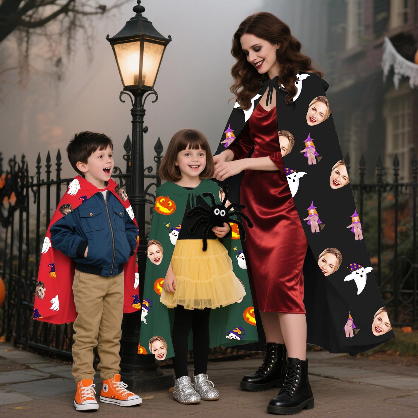 Personalized Halloween Hooded Cloak - Custom Photo Print Cape for Adults & Kids, Multiple Colors | Halloween Costumes Adult, Cloak with Hood,S-2Xl (90-180Cm) (Red)