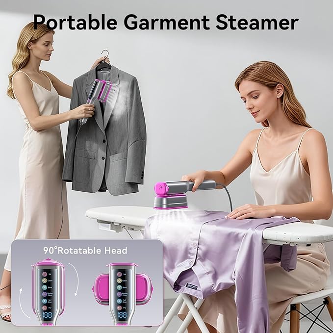 DIGIX 2-in-1 Steamer & Iron, 10s Heat-up, LED Display, 6 Modes, 130ml Large Tank, Self Clean, 1200W Travel Steamer for Clothes, Portable Handheld Garment Steamer for Travel Home Office, Auto-off, 120V