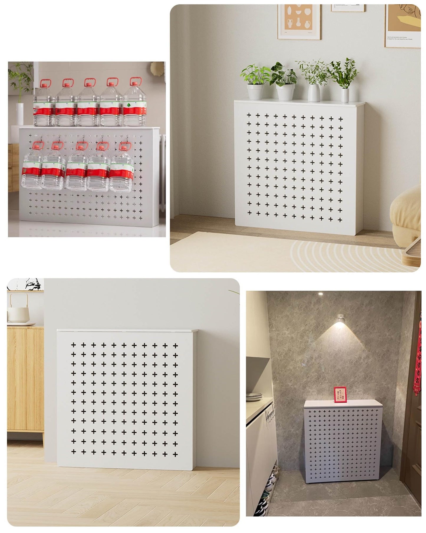 Cabinet Heater Covers For Radiators Shelf 12mm Thickened Board Wood Radiator Cover Heat Cover Shelf, Hide Cluttered Pipes Cabinet Storage Shelf For Household Living Room, Cross Pattern Design(23.6"Lx2