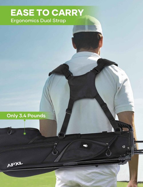 Small Golf Bag, 3 Divider Fit Up to 8 Clubs, Stand Bag with Rain Cover, Durable Pitch n Putt, Lightweight with Strap and Stand for Men & Women