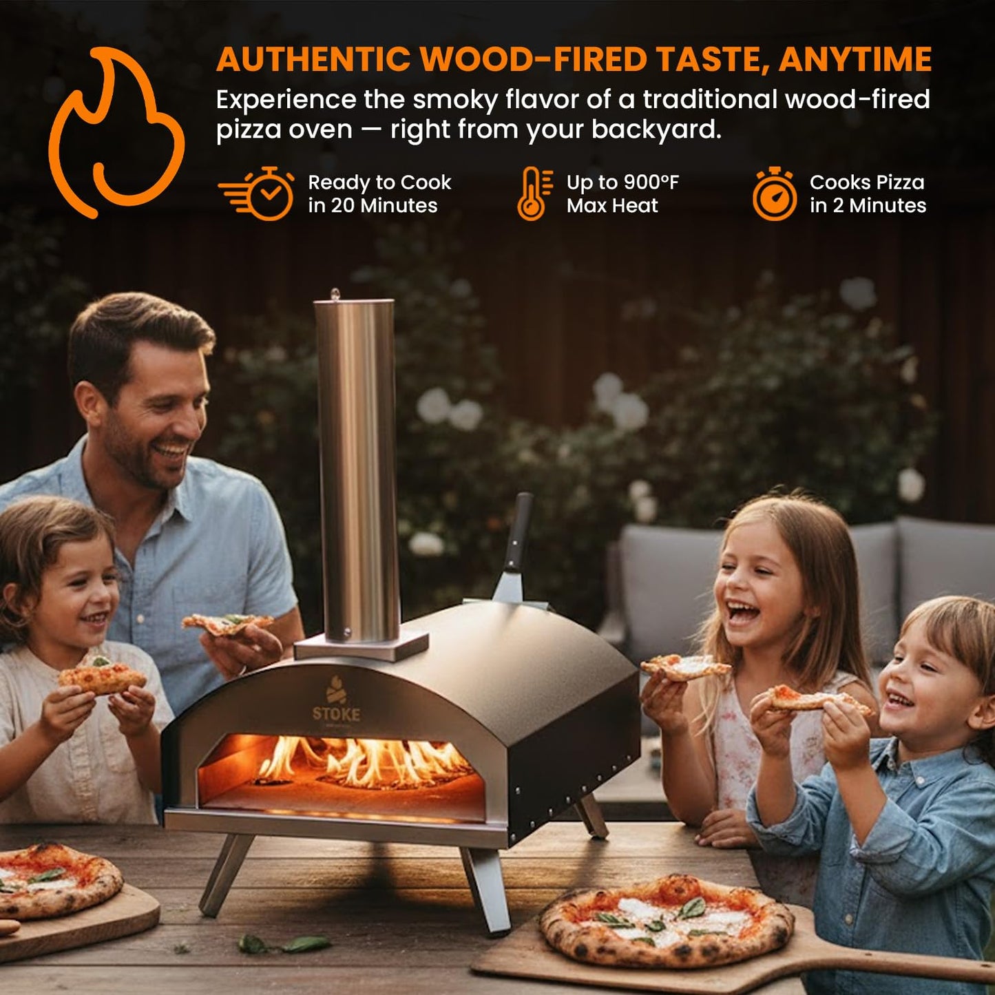 Stoke 13 Inch Outdoor Pizza Oven – Wood Pellet Portable Pizza Oven for Backyard, Camping, or Tailgating – Stainless Steel Oven with Pizza Stone & Accessories