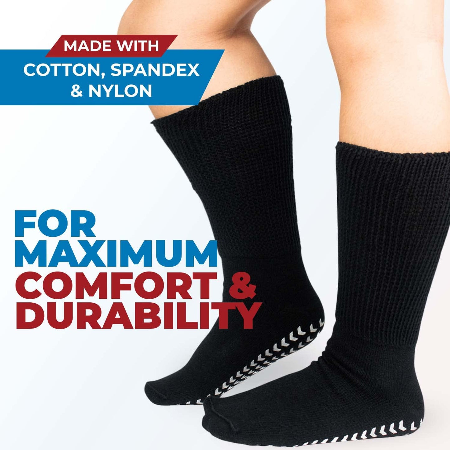 Extra Wide Socks for Swollen Feet, Bariatric Socks, Non Slip Socks Men, Hospital Socks, Swollen Feet Socks Women, Extra Wide Socks, Diabetic Socks for Men and Women, Hospital Socks - 3 pairs