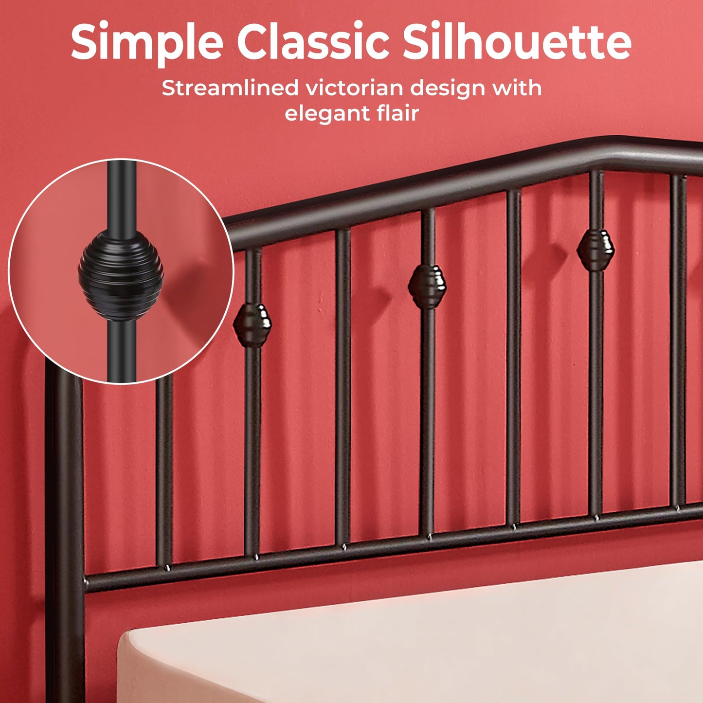 Susalt Metal Queen Bed Frame, 14 Inch Sturdy Queen Size Bed Frame with Headboard and 12.5" Under-Bed Storage, Safe Round Corner, Noiseless, No Box Spring Needed, Easy Assembly, Black