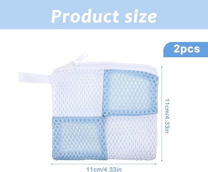 2 PCS Small Laundry Pod Bag for Washing, Anti-Sticking Mesh Laundry Pods Container, Mini Laundrys Pod Anti-Sticking Bag for Travel, Storage(Blue, Pink)