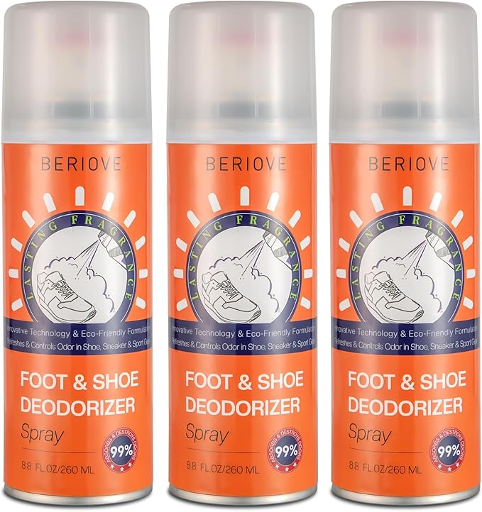 Long-Lasting Shoe Deodorizer Spray : Foot Odor Eliminator for Men’s & Women’s Shoes - Shoe Odor Eliminator for All Footwear Types (3 Pack)