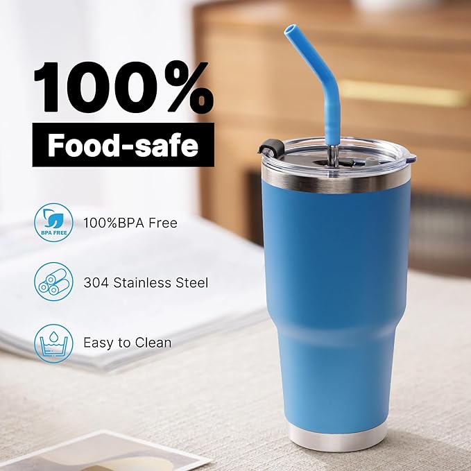 Stainless Steel Straws for 30 oz YETI Tumbler,9.5" Metal Reusable Replacement Straight Drinking Straws for Simple Modern/Meoky 24 oz Tumbler,5 Silicone Tips