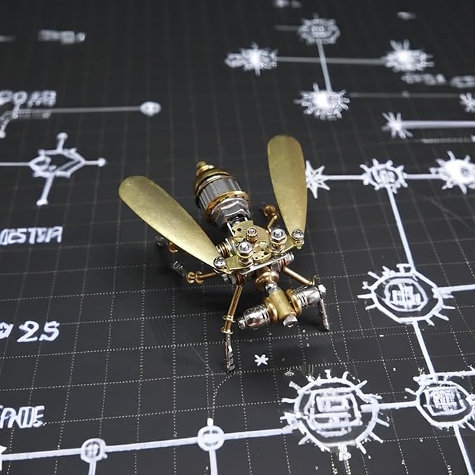 3D Steampunk Metal Fruit Fly Model Kit – DIY Mechanical Brass Insect Puzzle for Adults, Retro Collectible Assembly Craft, Unique Home Office Decoration Gift (Fruit Fly)