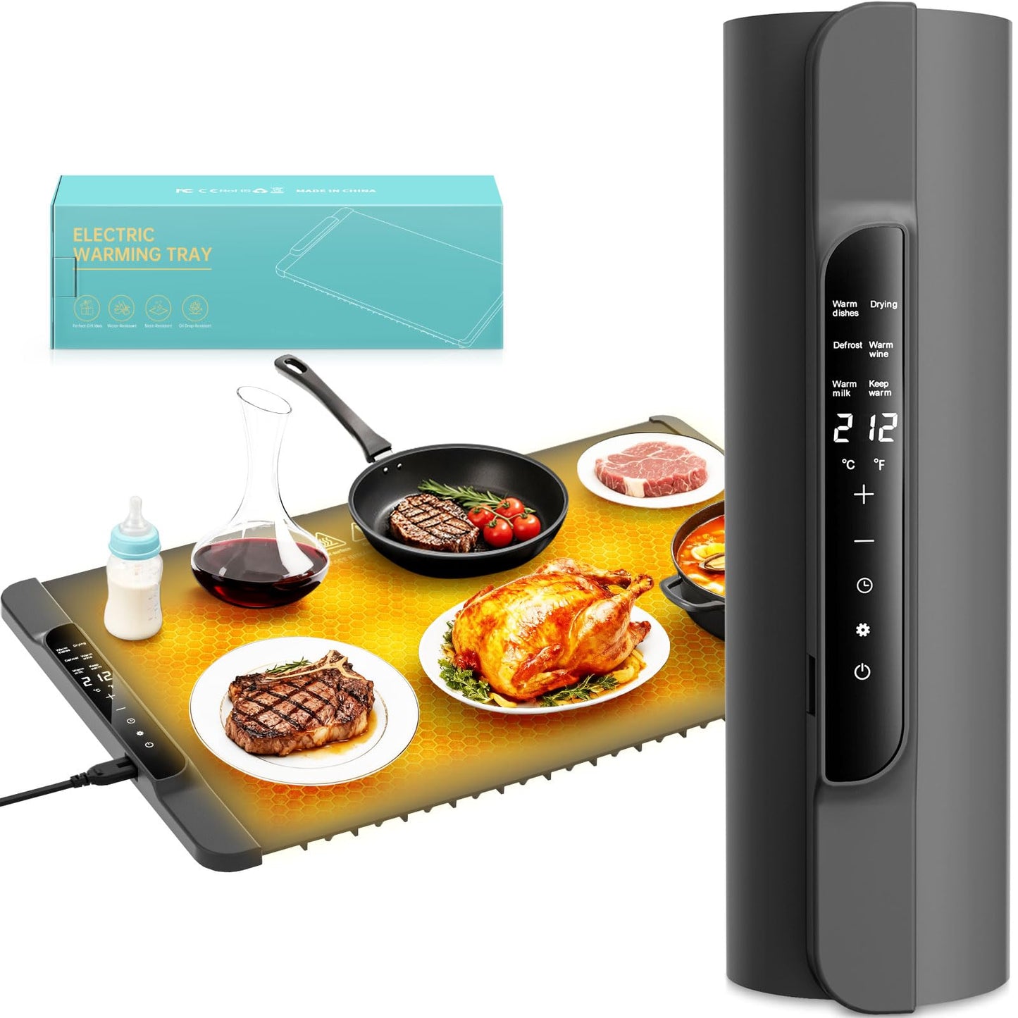 Warming Mat for Food - Food Warmer with 14 Temperature - Silicone 6 Modes Electric Warming Tray - Home Kitchen Appliances - 26 * 15 inches