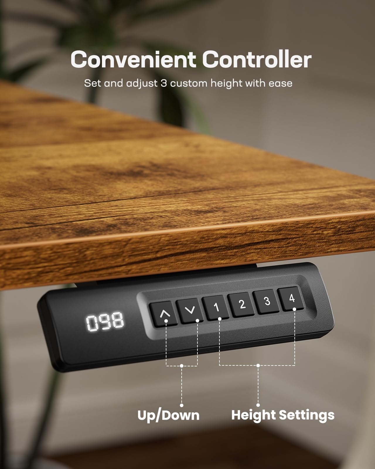 Marsail Standing Desk Adjustable Height Stand up Home Office Desk,‎ 48x24 Inch Electric Standing Computer Desk, with 4 Memory Presets, Headphone Hook,Cable Organizer, Rustic Brown
