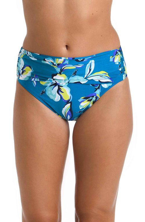 La Blanca Women's Mid Waist Sash Band Swimsuit Bottom, Ocean//Fiji Tropics, 6