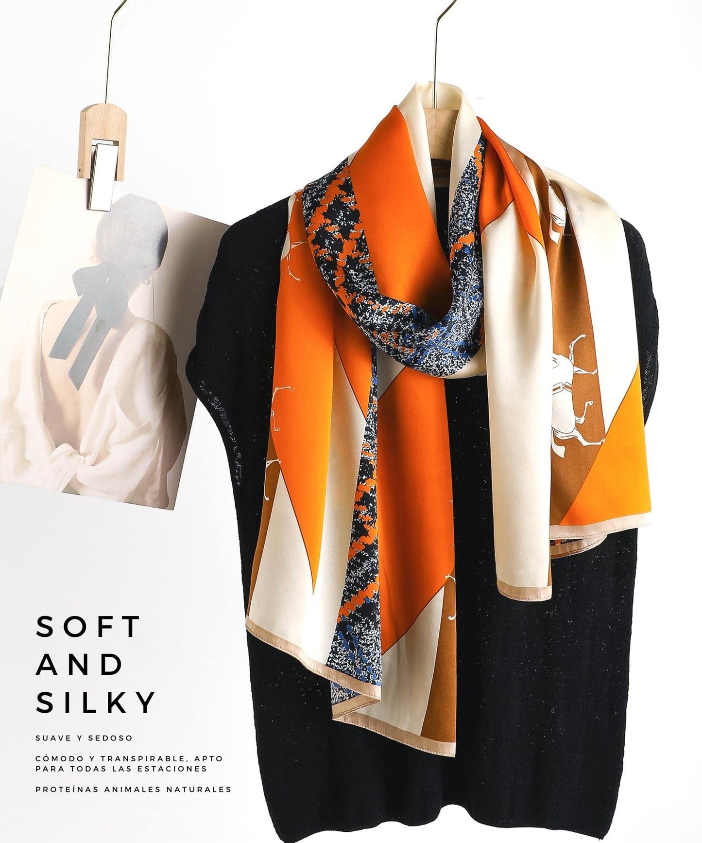 PoeticEHome 100% Mulberry Silk Long Scarf Wrap - Lightweight Large Shawl for Women Head, Neck, and Hair, with Gift Packaging