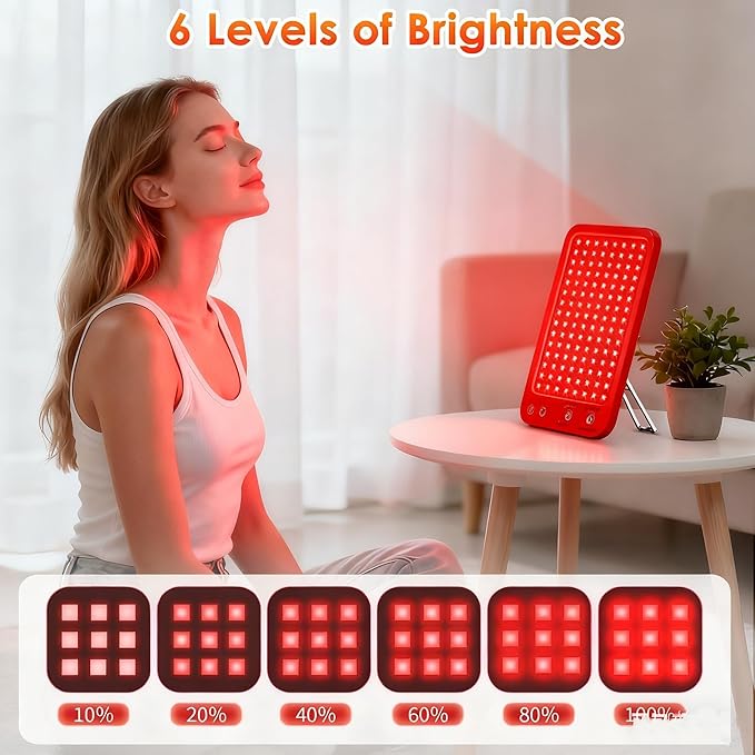 Red Light Therapy for Face, Portable Infrared Red Light Panel with 660nm Red Light and 850nm Near Infrared 3 Modes, 6 Adjustable Brightness and Timer, Home and Travel Beauty Wellness (red)