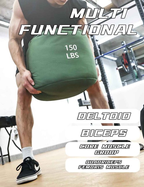 Fitarc Sandbag Workout Bag,Sand Bags for Weight Training,Sandbags for Fitness,Sandbags for Weight Training,Round Sandbag,Cross-Training & Exercise, Sand Not Included (Black, 200LB)