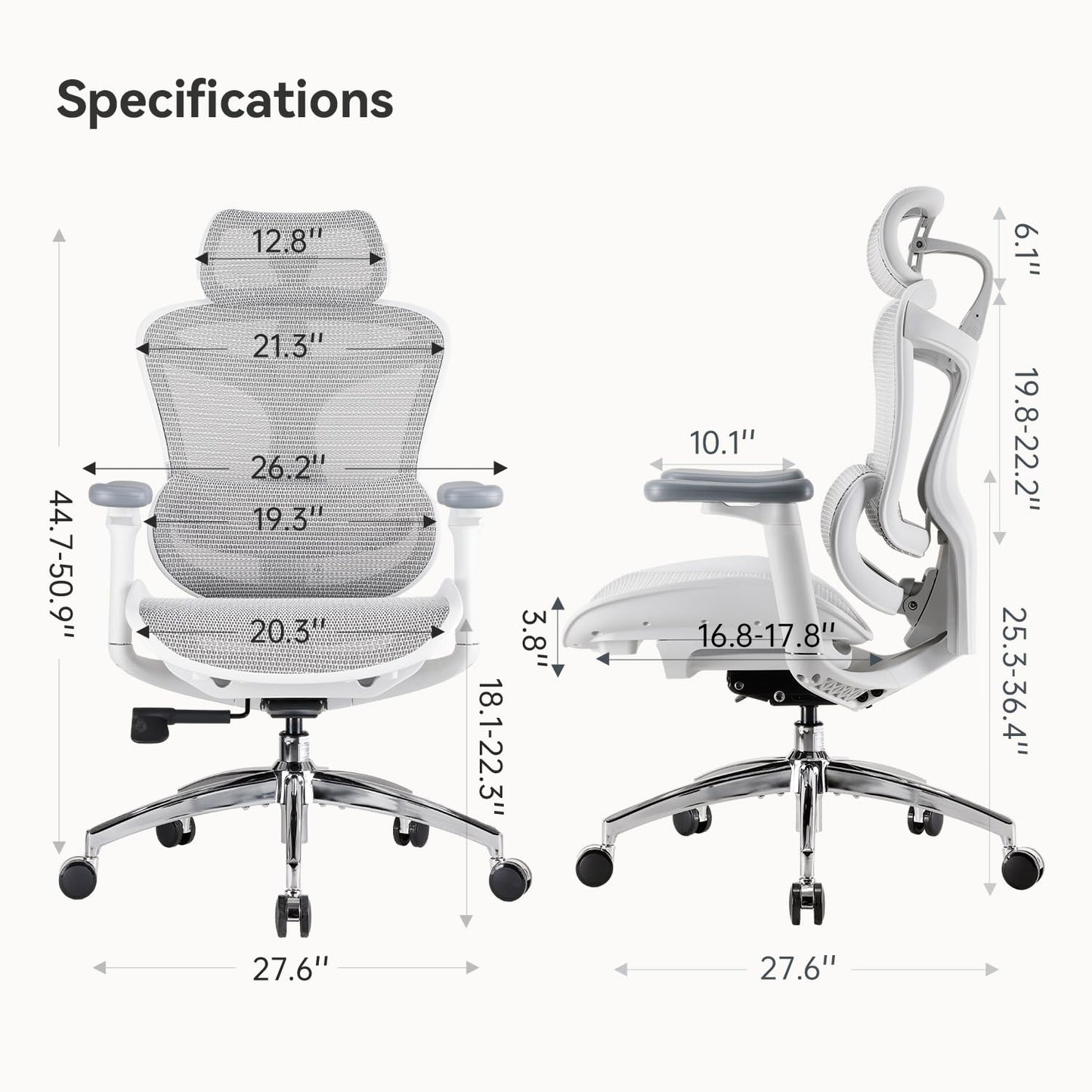 SIHOO Doro C300 Ergonomic Office Chair with Ultra Soft 3D Armrests, Dynamic Lumbar Support for Home Office Chair, Adjustable Backrest Desk Chair, Swivel Big and Tall Computer Chair (Grey)