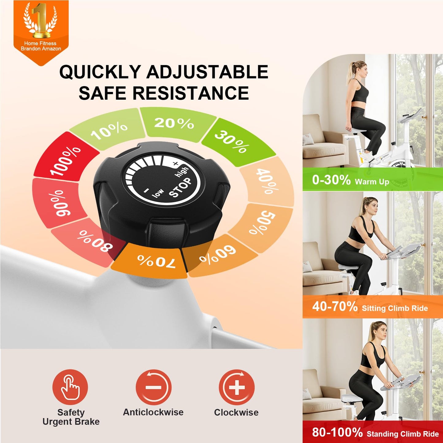 Exercise Bikes for Home,Indoor Bike with Adjustable Friction,Brake Pad Resistance Silent Belt Drive,350lbs/300lbs Weight Capacity&Upgraded Version Seat for Home Cardio&Weight Loss(QM-530W)