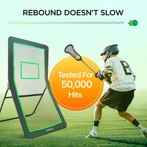 ZivPlay Lacrosse Rebounder for Backyard Lacrosse Bounce Back Net Volleyball Rebounder Net for Lax and Volleyball Practice Five Rebound Angles Includes Ball 7x4 ft