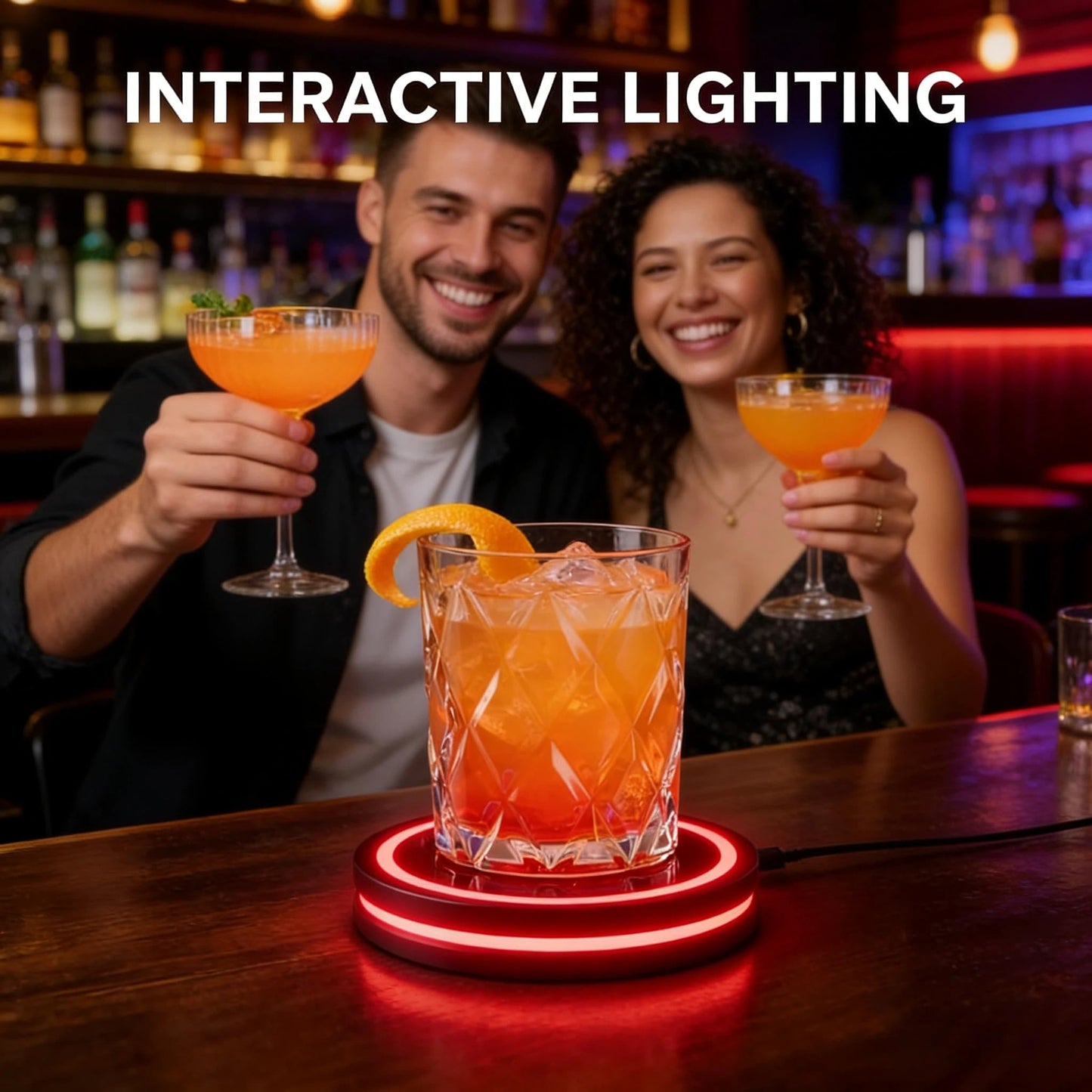 Smart coaster cocktail mixer 2.0 Machine,Portable Cocktail Maker Interactive Lighting with Built-in Smart Sensing Tech Easy to Clean & Carry Compact for Home Mat Bar Club Drink (1PC)