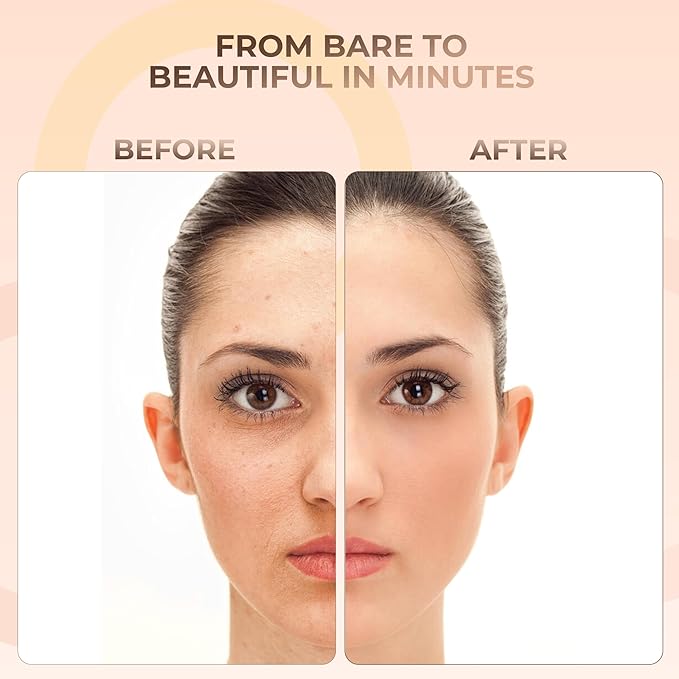 FLAWLESS COMPLEXION KIT (WARM-Neutral Shade-Most Popular) Full Size Mineral Makeup Set Matte Foundation Bare Face Sheer Powder Cover