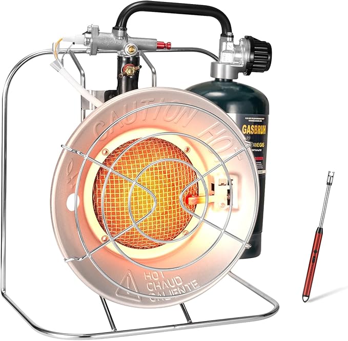 GasBRUH Outdoor Multi-Use Portable Propane Patio Heater/Cooker, 18,000 BTU include USB Lighter, Gas Camping Heater for Ten...
