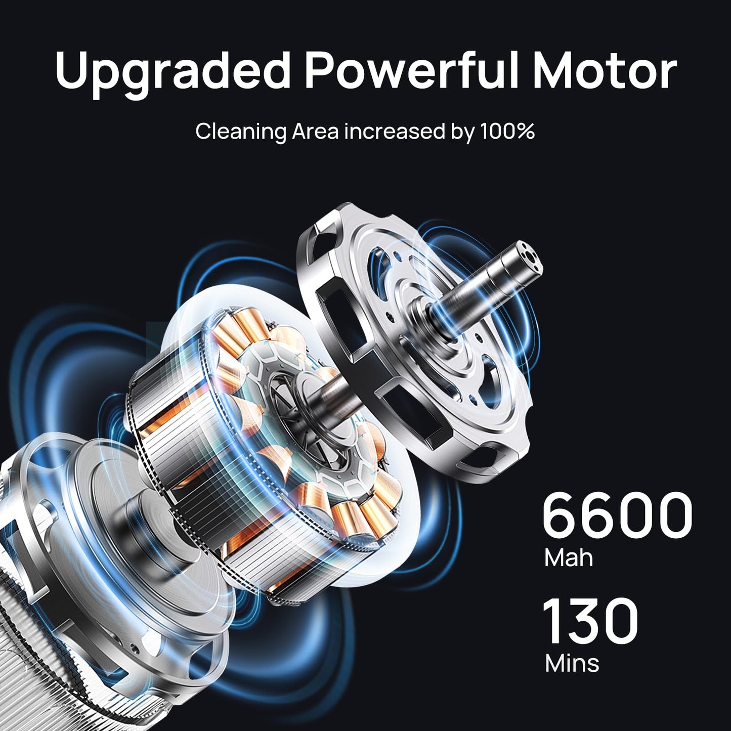 (2025 Upgrade) Robotic Pool Vacuum for Above Ground Pool - 6600mAh for 130mins Runtime & 50W Powerful Suction, Self-Parking Pool Cleaner with 180μm Filter Tray Up to 1300 Sq. Ft (ice Blue)
