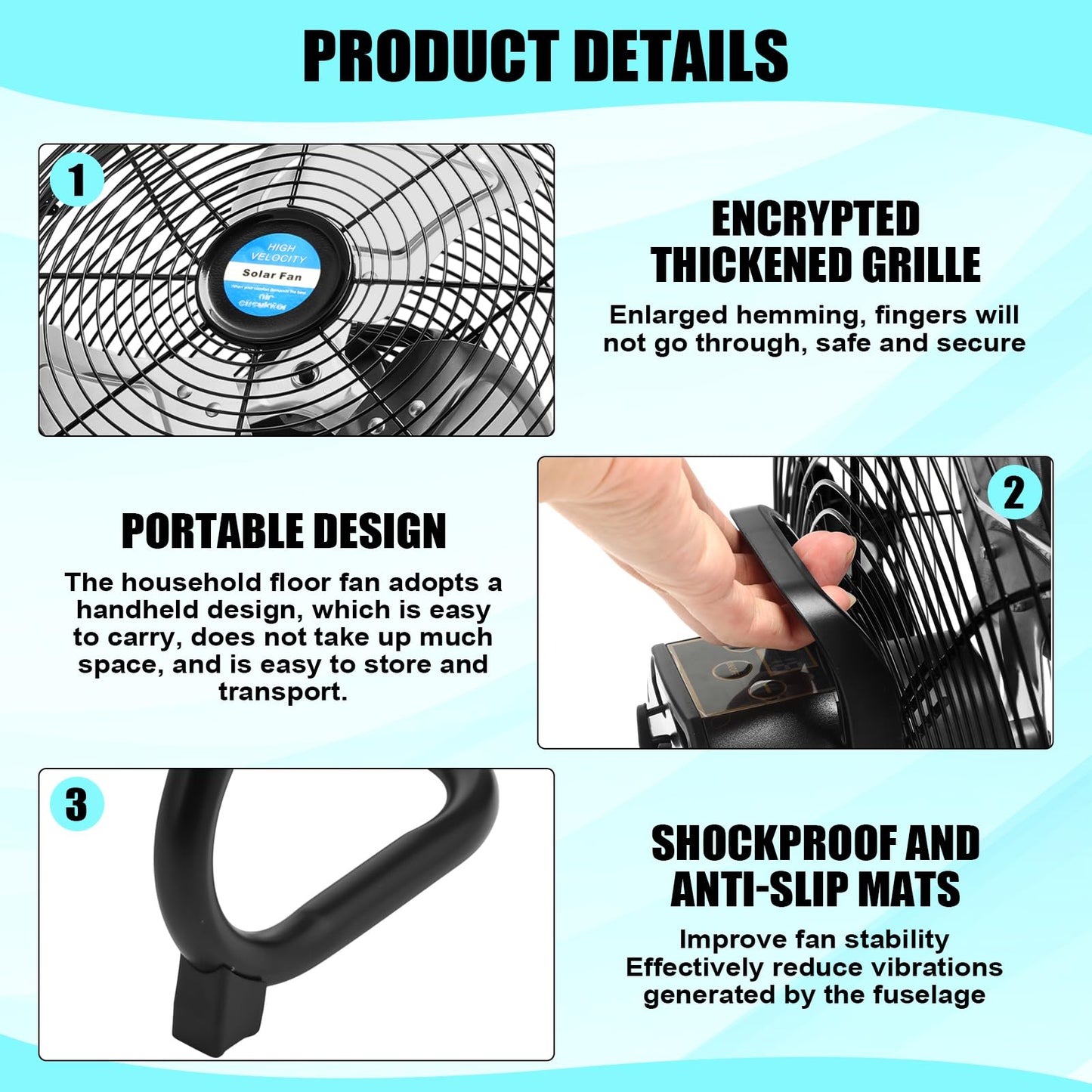 Tujoe 14 Inch Solar Panel Powered Fan, 2 In 1 Solar Panel Or Ac Charger Powered Fan 12W 9V Portable For Chicken Coop Greenhouse