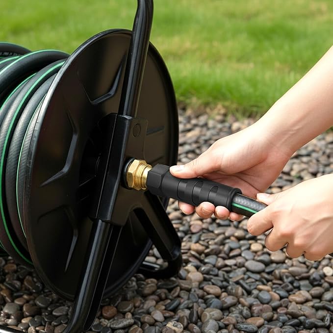 Heavy Duty Garden Hose 100ft with Nozzle, NON-EXPANDABLE Flexible Water Hose, Kink Resistant Lightweight Hybrid Hose, Leakproof Hose Male to Female Fittings