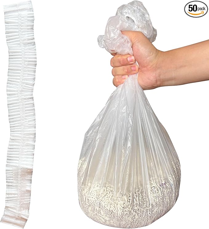 50 PCS Elastic Band Trash Bags Compatible with Popur X5 Litter Box, Litter Box Liners for Popur X5 Self-Cleaning Cat Litter Box (White)