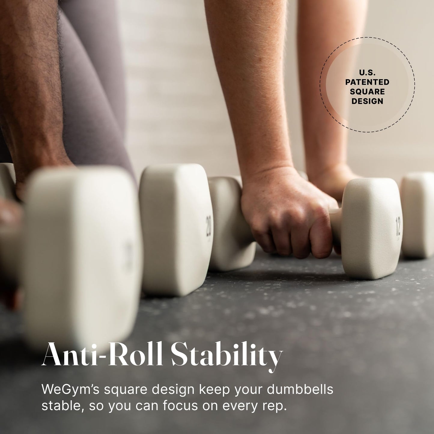 WeGym SafeGrip Square Dumbbells with Anti-Slip Handles, Safe Weight Lifting Equipment for Home Gym, Aesthetic Dumbbell Sets (Starter Set 2+3+5+8LB Pair - Sandstone Set)