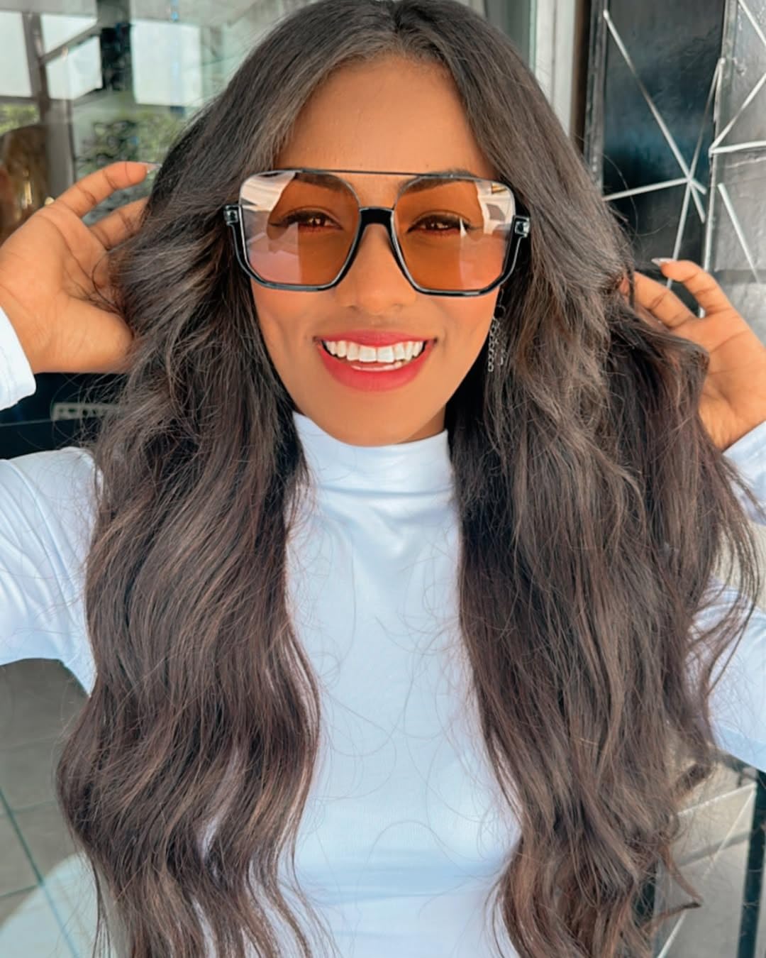 GUVIVI Retro Oversized Aviator Sunglasses for Women Men Square Semi-Rimless Double Bridge Sun Glasses 70s Trendy Shades Pilot-style