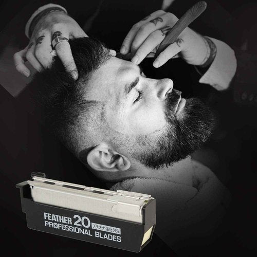 Feather Artist Club Pro Super Single Edge Razor Blades For Men - Barber Accessories for Thick, Coarse Beard Hair - Fits All Artist Club Straight Razor Handles (5 Pack of 20)