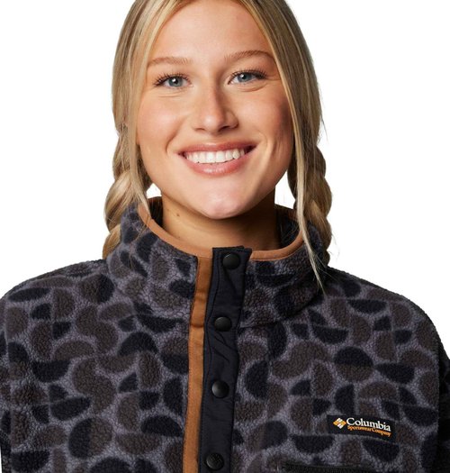 Columbia Women's Helvetia II Printed Cropped Half Snap, Black Retroscape, XX-Large