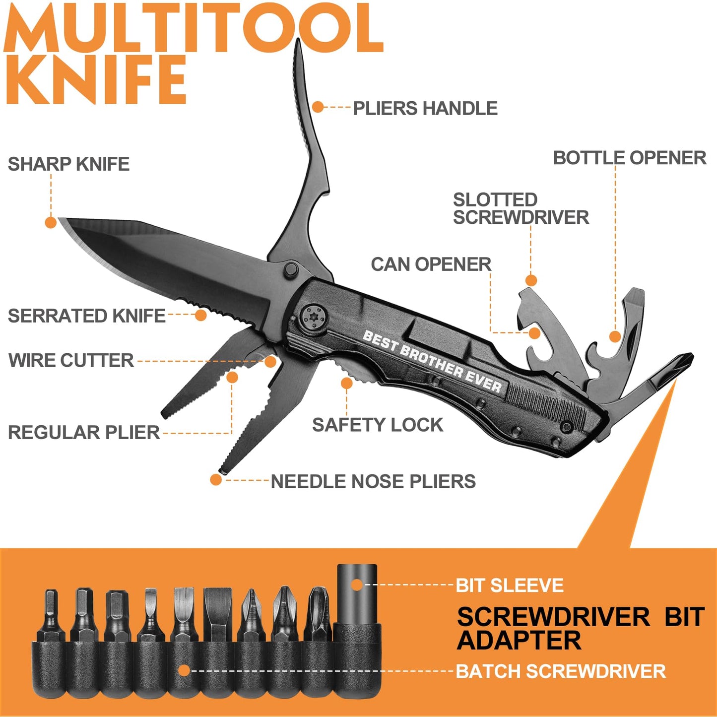 Gifts for Brother - Brother Gifts, “BEST BROTHER EVER” Brother Birthday Gifts - Brother Gifts from Sister, Christmas Brother Gifts - Multitool Knife for Brother, Fathers Day Brother Gift Ideas