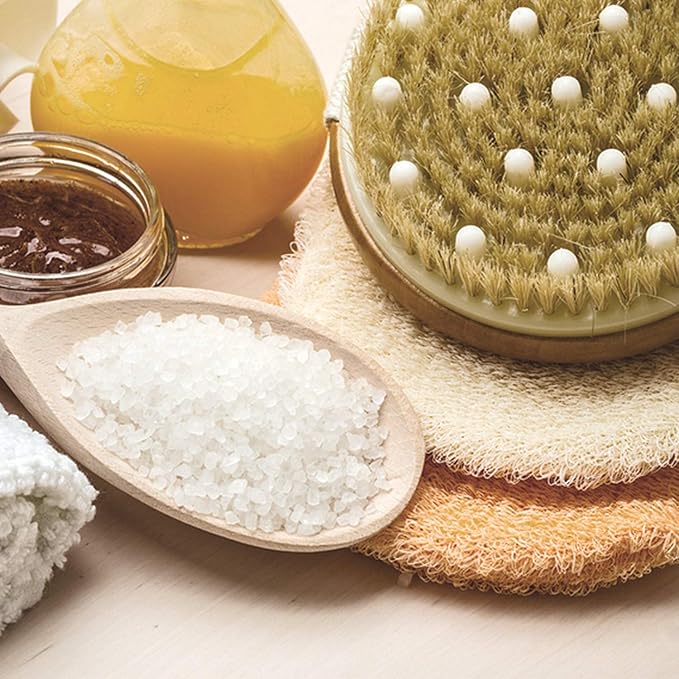 CSM Dry Brushing Body Brush for Lymphatic Drainage - Natural Boar Bristle Exfoliating Brush Set with Face Brush for Cellulite, Circulation & Glowing Skin
