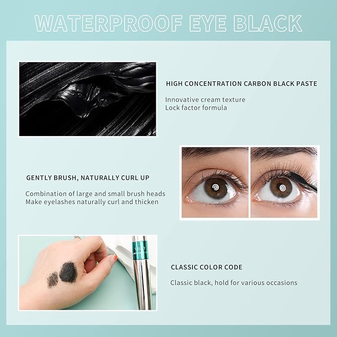 2 Pack 2 in 1 Mascara 5x Longer Waterproof Lash Cosmetics Natural Lengthening and Thickening Effect No Clumping Superstrong Magic 4d Silk Fiber For Vibely Mascara Makeup (2 Pack)