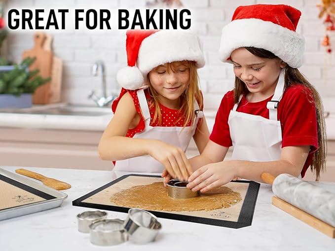 Zulay Kitchen Silicone Baking Mat Sheet Set - Reusable Baking Mat Nonstick - Half Sheet Baking Mat For Oven (Black, 3 Pack)
