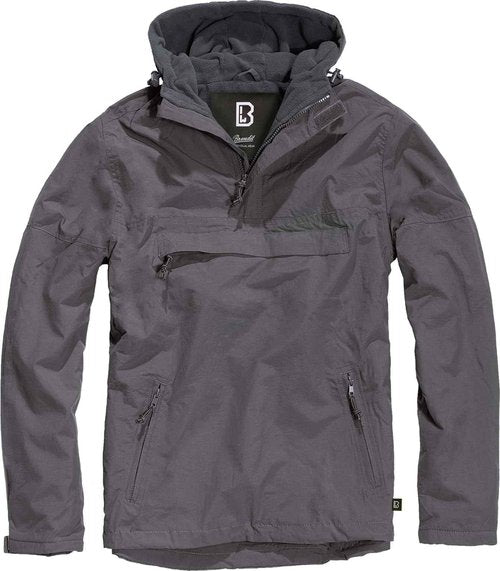 Brandit Individual Wear Men's Windbreaker Fall Jacket, with 100% Polyester, Water & Wind Resistant, and Zip Pockets, Anthracite - X-Large