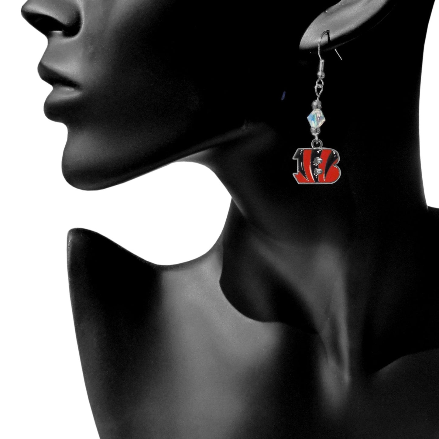 NFL Siskiyou Sports Womens Cincinnati Bengals Crystal Dangle Earrings One Size Team Color