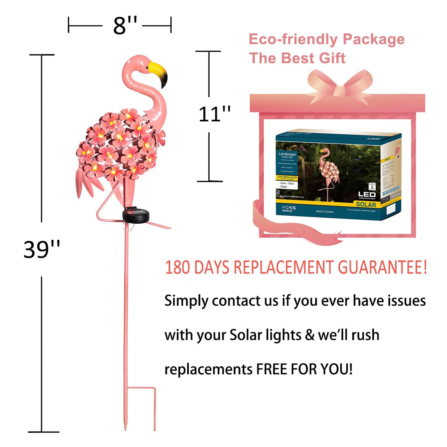 Homeimpro Garden Solar Lights Flamingo Decor Gifts for Women Yard Outdoor Decorations Stake Lights, Waterproof Warm White 27 LED for Lawn,Patio, Courtyard, for Mom Grandma