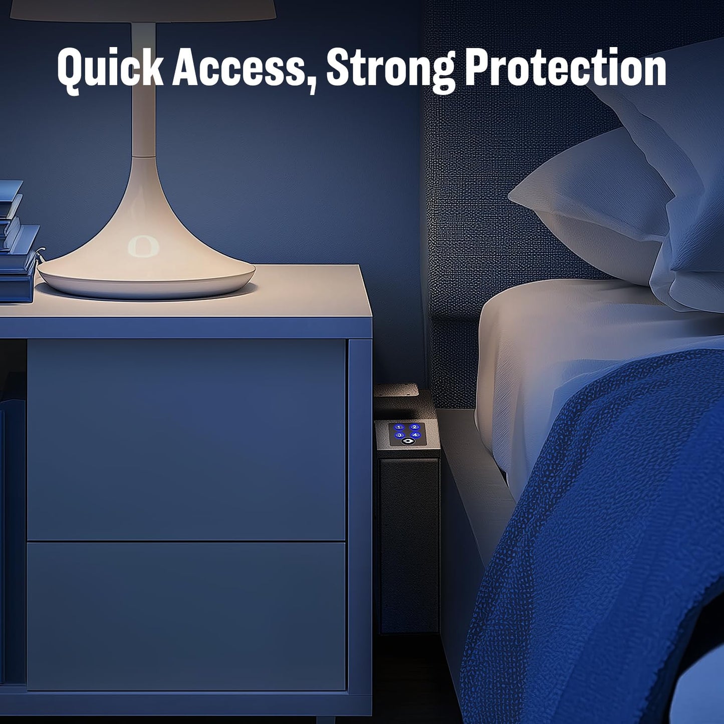 ADIMO Gun Safe for Handgun, Handgun Safe Accessories for Wall and Nightstand, Bedside Handgun Safe w/ 3-6 Digit Code, Silent Mode LED Light for Quick Access, Hidden Pistol Safe for Car/Truck/Bedside
