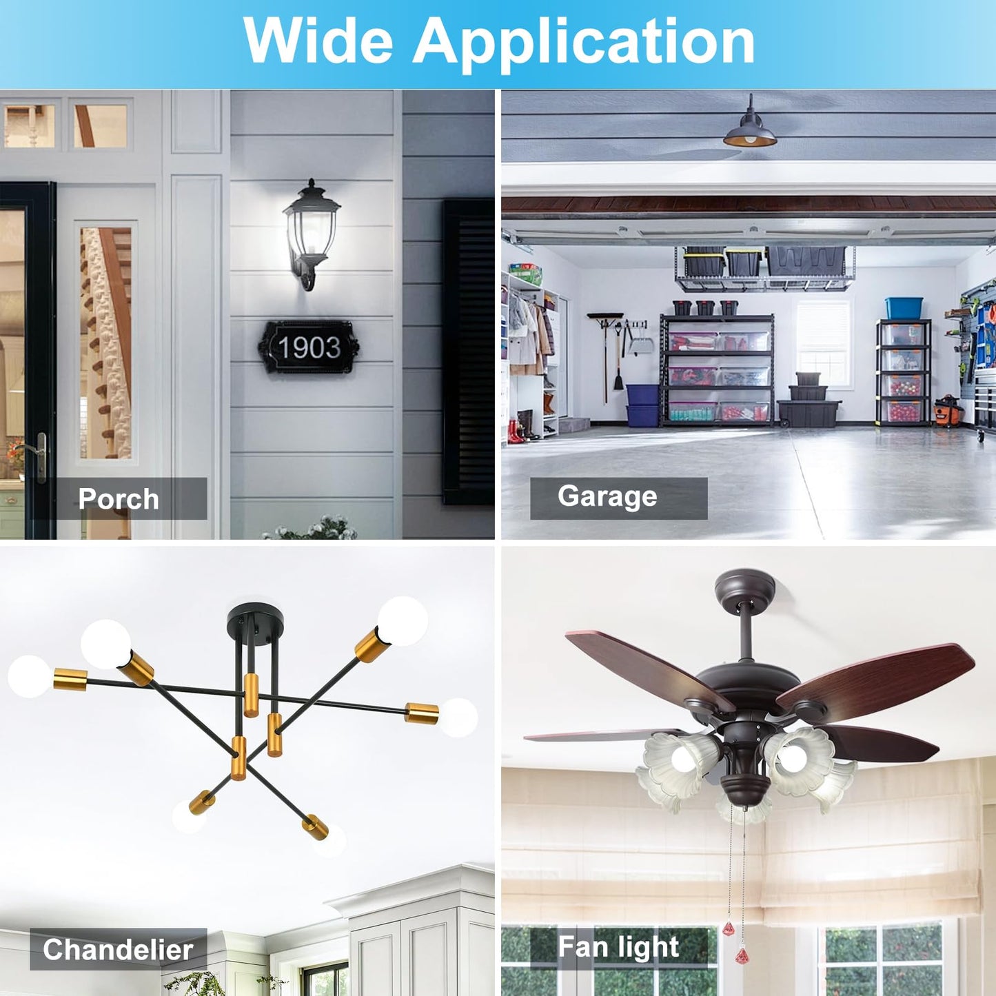 LQ BSDERA 2PK Garage Door Opener Light Bulbs, 5000K Daylight, 1500LM Ultra Bright, Minimize Interference, Compatible with Most Garage Door Openers, 12W, 120V, A19 Bulbs with E26 Base
