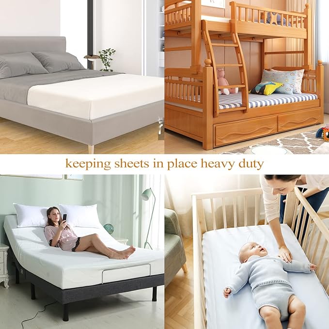 ZHOUBIN Bed Sheet Straps Suspenders Clips Under Mattress for Keep Sheets in Place White, Set of 2